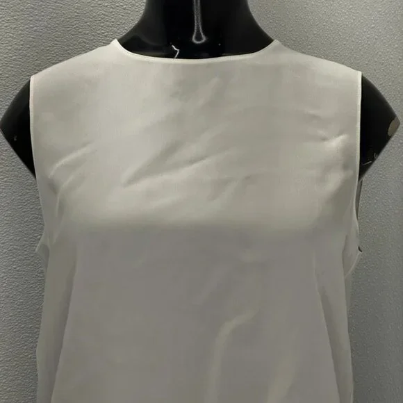 Theory Women's Sleeveless Ruffle Hem Silk Shell Blouse | Luxurious Stretch Silk Top With Back Keyhole - View #9